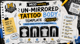 Un-Mirrored Tattoo Body Template (Rigged)